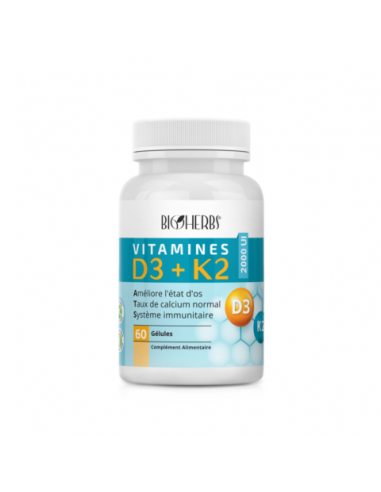 Vitamine D3+K2 60 gélules Bioherbs
