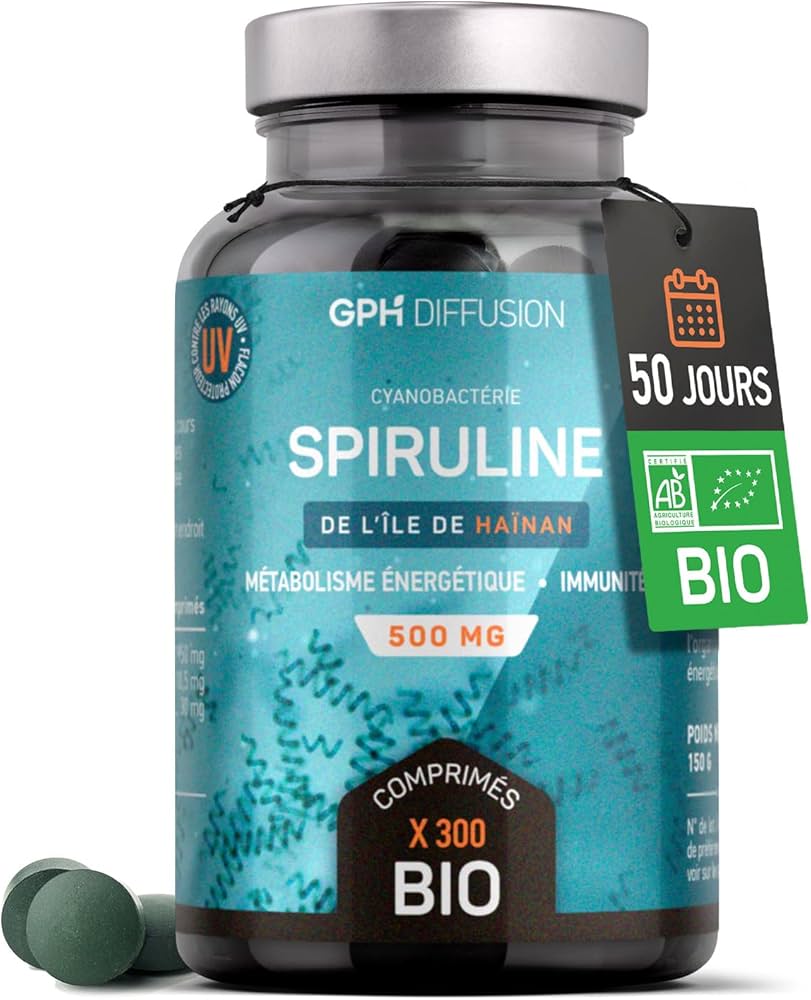 spiruline Bio 300 comprimés dosé à 500mg