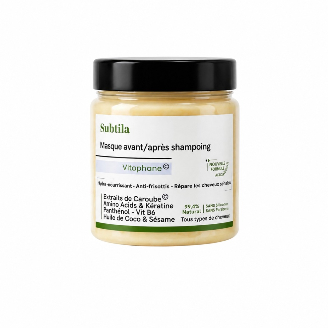 Masque Capillaire au Caroube (avant/après shampoing), Subtila
