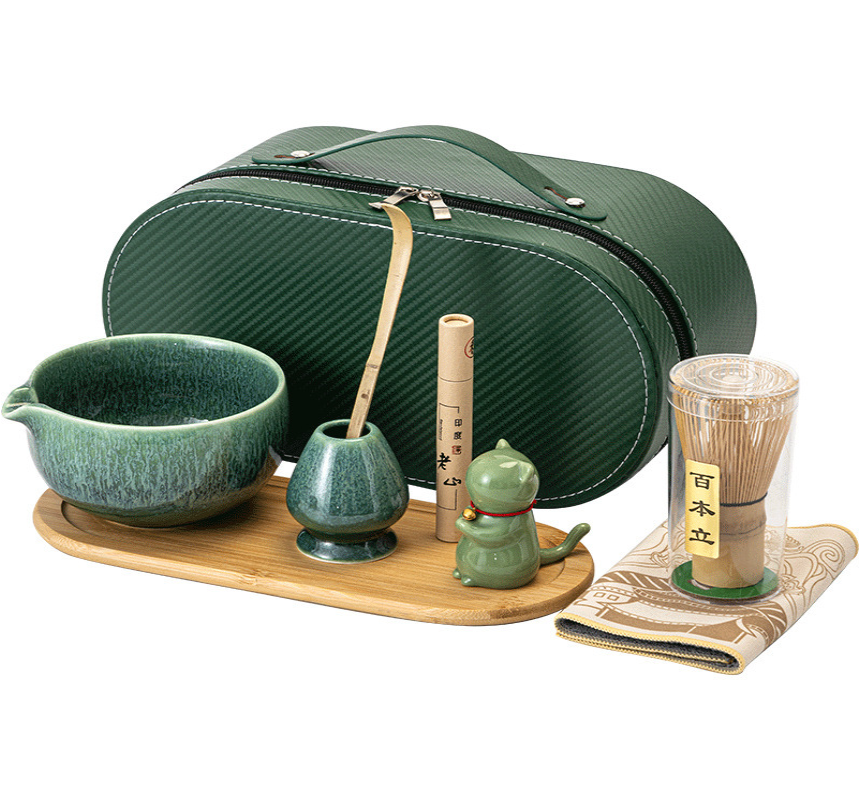 Set Matcha Traditionnel Japonais – Kit 8 Pièces avec Fouet Chasen et Bol